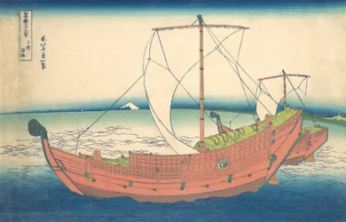 Nad morzem Kazusa Kazusa no kairo, z cyklu Trzydzieści sześć widoków góry Fuji..., ca. 1830-32.
