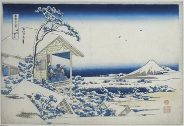 Śnieżny poranek w Koishikawa Koishikawa yuki no tan (tytuł na obiekcie) 36 widoków góry Fuji (tytuł serii) Fugaku sanjurokkei (tytuł serii na obiekcie)