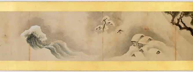 Szczegół ręcznego przewijania z różnymi obrazami, okres Edo, 1839 tusz i kolor na papierze