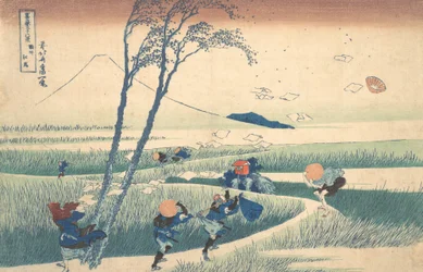 Ejiri w prowincji Suruga Sunshu Ejiri, z cyklu Trzydzieści sześć widoków na górę…, ca. 1830-32.