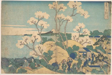 Góra Fuji widziana z Gotenyama w Shinagawie na trasie Tōkaidō (Tōkaidō Shinagawa Gotenyama no Fuji), z cyklu „Trzydzieści sześć widoków góry Fuji” (Fugaku sanjūrokkei)
