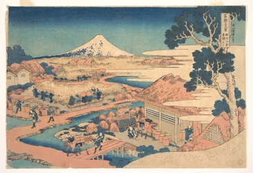 Fuji z plantacji herbaty Katakura w Suruga (Sunshū Katakura chaen no Fuji), z cyklu „Trzydzieści sześć widoków góry Fuji” (Fugaku sanjūrokkei)