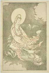 Bogini ujeżdżająca smoka, z Księgi obrazkowej realistycznych obrazów Hokusaia (Hokusai shashin gafu)