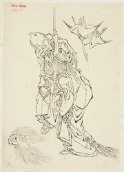 Jo and Uba; Theme of Takasago, ca. 1815-1849 (ink on paper)