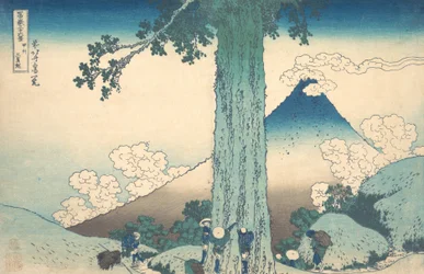 Przełęcz Mishima w prowincji Kai Koshu Mishima goe, z cyklu Trzydzieści sześć widoków…, ca. 1830-32.