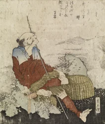 Stary rybak palący fajkę, ok. 1835 r. (kolorowy drzeworyt)