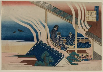Poemat Fujiwara no Yoshitaka, z cyklu Sto wierszy stu..., 1835-36.