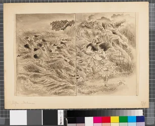 Sceny z wojny między Japonią a Koreą, koniec XVIII - pierwsza połowa XIX wieku (tusz i płótno na papierze)