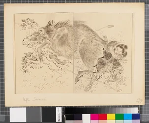 Sceny z wojny między Japonią a Koreą, koniec XVIII - pierwsza połowa XIX wieku (tusz i płótno na papierze)
