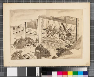 Sceny z wojny między Japonią a Koreą, koniec XVIII - pierwsza połowa XIX wieku (tusz i płótno na papierze)