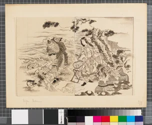 Sceny z wojny między Japonią a Koreą, koniec XVIII - pierwsza połowa XIX wieku (tusz i płótno na papierze)