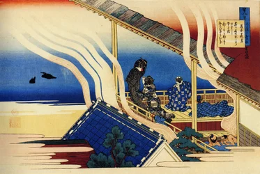 Serie de cent poems de cent poetes: ""Fujiwara no Yoshitaka"" Estampe de Katsushika Hokusai (1760-1849) (ecole ukiyo-e) vers 1830 State Hermitage Saint Petersbourg