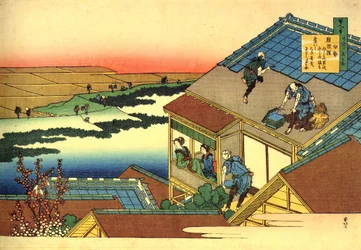 Seria stu wierszy stu poetów: Krajobraz "Lady Ise", Japonia - grafika Katsushika Hokusai (1760-1849) (szkoła ukiyo-e) ok. 1830 r. Pustelnia Państwowa Sankt Petersburg