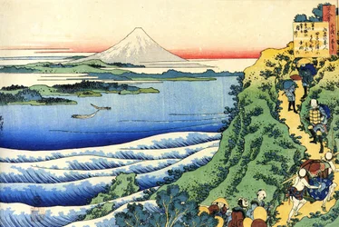 Serie de cent poemes par cent poetes: „Yamabe no Akahito” Estampe de Katsushika Hokusai (1760-1849) (ecole ukiyo-e) vers 1830 State Hermitage Saint Petersbourg Rosja