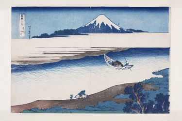 Rzeka klejnotów w prowincji Musashi (Bushu Tamagawa) (kolorowy drzeworyt)