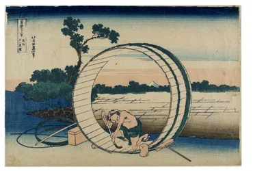Trzydzieści sześć widoków góry Fuji. Fuji-Viewing-Field in Owari Province, ok. 1831-1833 (drzeworyt na papierze)