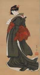 Kobieta z wachlarzem, okres Edo, ok. 1810-1811