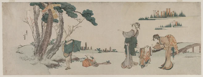 Kobiety rozpraszające dziecko, którego latawiec został złapany na drzewie, 1800.
