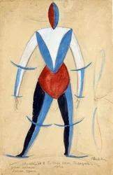Lotnik. Projekt kostiumu do opery Zwycięstwo nad słońcem A. Kruchenycha par Malewicza, Kazimierza Siewierinowicza (1878-1935)