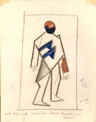 Chórzysta. Projekt kostiumu do opery Zwycięstwo nad słońcem według A. Kruchenycha, 1913