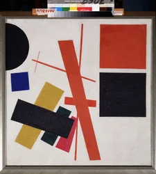Kompozycja abstrakcyjna. Obraz Kasimira Severinovicha Malewicza (Malevich, Malevic) (1878-1935), olej na płótnie