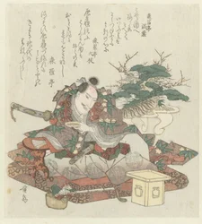 Samuraj z miską sake w ręku