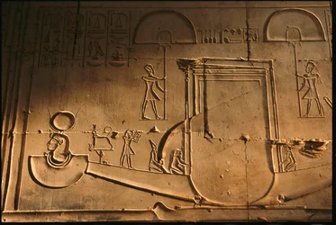 Relief kory ze świątyni Setiego I, Abydos, Egipt, 2005 r. (zdjęcie)