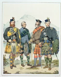 John MacLachlan, Hugh Grahame, James MacFarlane i Angus Colquhoun, czterej „Highlanders” królowej Wiktorii, grawerowane przez Vincenta Brooksa, 1869