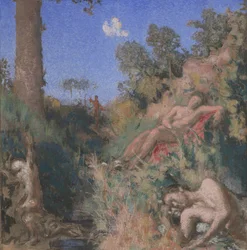 Kąpiący się, ok. 1903 (pastel i akwarela na tekturze)