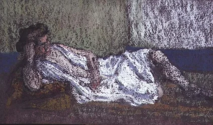 Kobieta leżąca na kanapie (pastel)