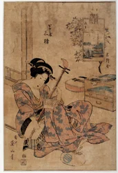 Japonia sztuki: muzyk. Grafiki Eizana Kikugawy (1787-1867) XVIII-wieczne Rennes, Musee des Beaux Arts