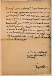List króla Jakuba VI 1566-1625 do jego matki, królowej Marii 1542-1587, 1584-5