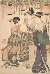 Kurtyzany pod altanką Wisteria..., ca. 1795.