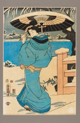 Grafika ukiyo-e - Kobieta trzymająca grzebień, ok. XIX w.
