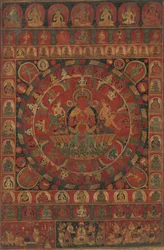 Mandala Boga Słońca Surya Otoczona Ośmioma Planetarnymi Bóstwami, datowana prawdopodobnie na 1379 rok.