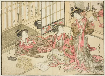 Kurtyzany Kado Daikokuya, z książki „Zwierciadło pięknych kobiet Dzielnicy Przyjemności (Seiro bijin awase sugata kagami),” tom. 2