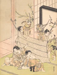 Młodzi chłopcy w przedstawieniu kukiełkowym, ca. 1770.