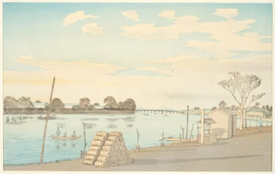 Prom z widokiem na górę Fuji, rzekę Okawa