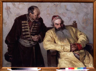 Une denunciation au Boyar (Boiard, Boiar) (Bojarowi z wypowiedzeniem). W niespokojnych czasach (1598-1613) za panowania cara Iwana IV Groźnego (1530-1584) w Wielkim Księstwie Moskiewskim rozmawiał z nim mężczyzna trzymający w ręku złożony papier.
