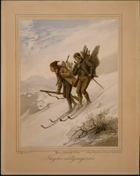 Łowcy dzikich ptaków (akwarela na papierze)