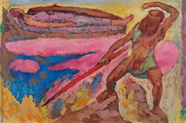 Bóg Odyn (Wotan) i Brunhilda - Obraz Kolomana Mosera (1868-1918), ok. 1916, olej na płótnie - Wotan i Brunhilda - Olej na płótnie Kolomana Mosera (1868-1918), ok. 1916 - 50,5x75,2 cm - Muzeum Leopolda w Wiedniu