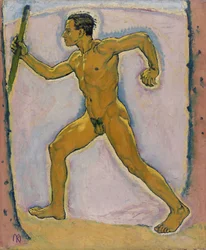 ""Wędrowiec"" (Wędrowiec) Obraz Kolomana Mosera (1868-1918) - 1914 - Olej na płótnie Dim 75,5x62,4 cm Muzeum Leopolda, Wiedeń