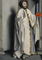 Św. Bartłomiej z Ołtarza Heilspiegel, ok. 1435 (media mieszane na desce dębowej)