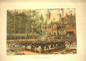 Uczta koronacyjna w Sokolnikach, z Albumu koronacyjnego, 1883