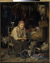 Wiedźma. Obraz Konstantina Apollonowicza Sawitskiego (1844-1905), olej na płótnie