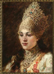 Femme boyard (boiard, boiar) - Peinture de Konstantin Jegorovich Makovsky (Constantin Makovski) (1839-1915), huile sur toile, vers 1890 - (Żona bojara, olej na płótnie Konstantina Jegorowicza Makowskiego