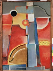 Kolory budynków. (Kolor Konstrukcja). Obraz Konstantina Konstantinovicha Medunetsky Medunetsky (Medunetsky, Medunetsky) (1899-1935), olej na płótnie