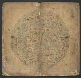 Dodaj lub. 13138, nr 10 mapa świata, z „Yŏjido” (Atlas) 1726-86 (tusz i kolor na papierze)
