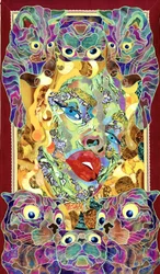 Surrealistyczna mozaika z kotami
