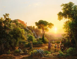 Pejzaż w Tivoli, ze sceną winobrania